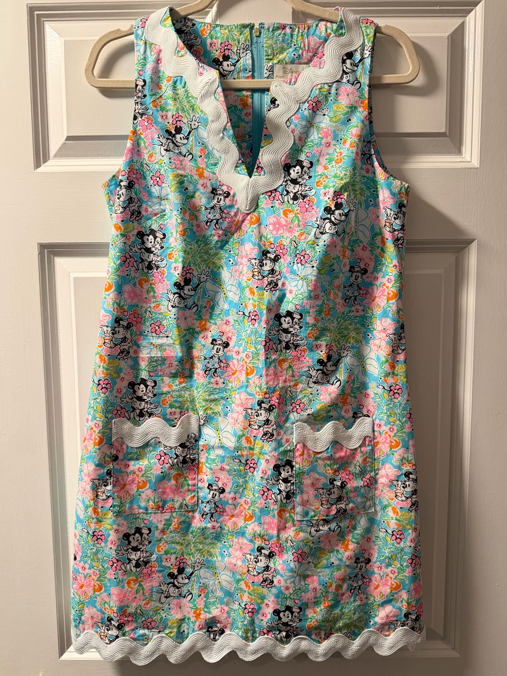 Lilly Pulitzer Girls Aqua Floral Minnie Mouse Shift Dress